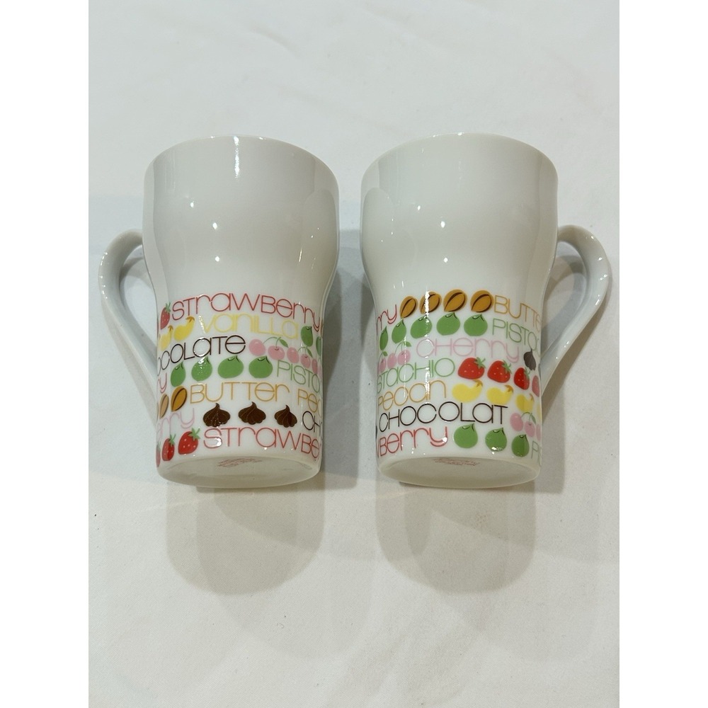 2 Toscany Collection Tall Coffee Cup Mug Japan Pistachio‎ Chocolate Vanilla Vtg